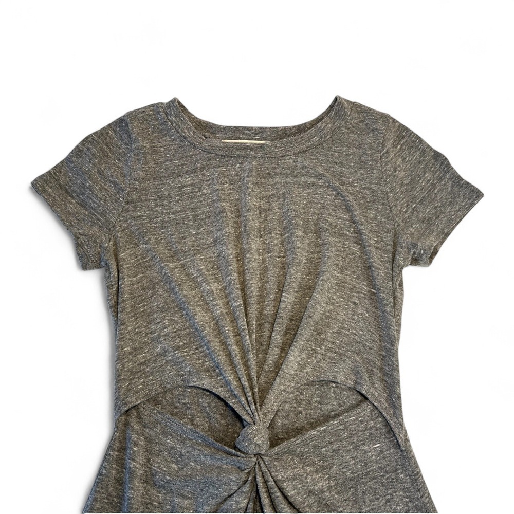Audrey 3+1 Gray Cutout Twist Front Dress Small Short Sleeve Casual Stretch - Picture 3 of 5